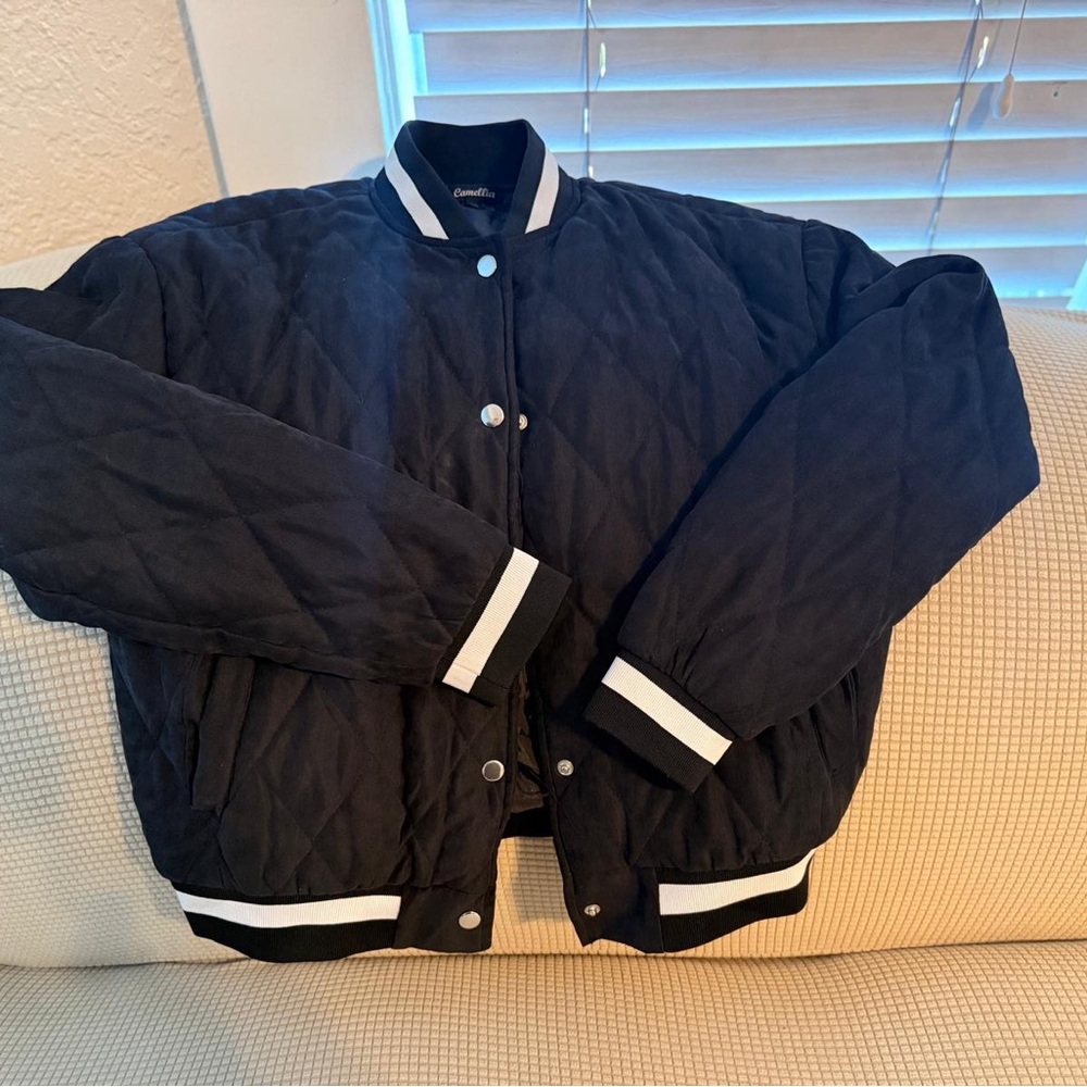 Black Quilted Bomber Jacket